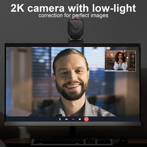 كاميرا ويب للكمبيوتر الشخصي/الكمبيوتر المحمول/Mac مع جهاز تحكم عن بعد، كاميرا كمبيوتر 2K، تصحيح الإضاءة المنخفضة، ميكروفونات بخاصية إلغاء الضوضاء بتقنية الذكاء الاصطناعي، مجال رؤية قابل للتعديل، غطاء خصوصية مدمج، ميكروفونات استريو in Kuwait