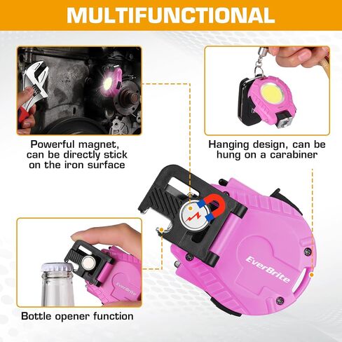 EverBrite 2 Pack COB Keychain Work Light, Rechargeable, Sensor Mode, Pink in Saudi Arabia