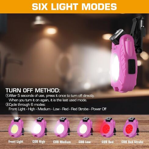 EverBrite 2 Pack COB Keychain Work Light, Rechargeable, Sensor Mode, Pink in Saudi Arabia