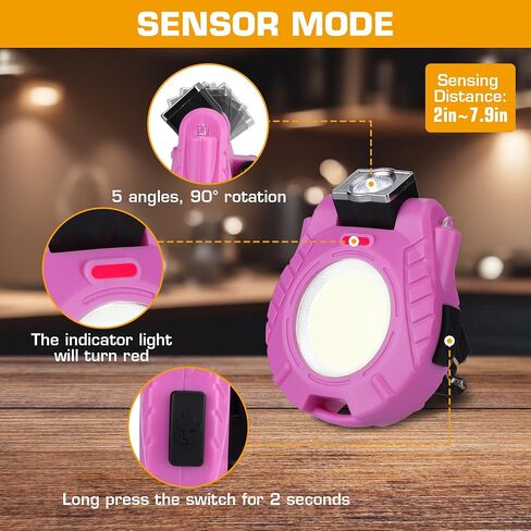EverBrite 2 Pack COB Keychain Work Light, Rechargeable, Sensor Mode, Pink in Saudi Arabia