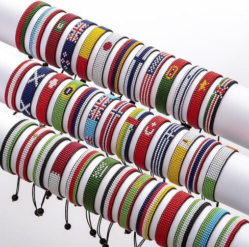 Handmade Rasta Color Beaded Bracelet, Adjustable,Boho-Style Bracelet For Men and Women (Rasta Colors Pattern 8) in Kuwait