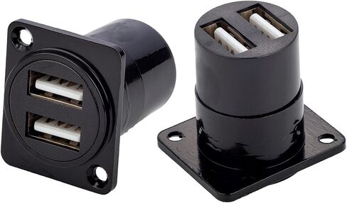 2PCS Dual USB3.0 Panel Mount Connector, 2 Ports O-Type Female to Female USB Pass Through Bulkhead Coupler Adapter with Weatherproof Dust Cap in Kuwait