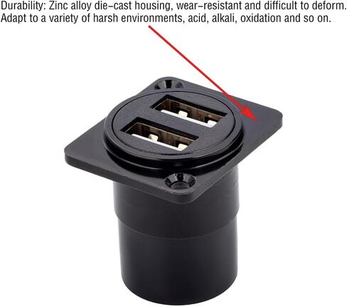 2PCS Dual USB3.0 Panel Mount Connector, 2 Ports O-Type Female to Female USB Pass Through Bulkhead Coupler Adapter with Weatherproof Dust Cap in Kuwait