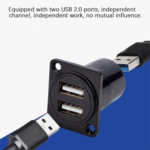 2PCS Dual USB3.0 Panel Mount Connector, 2 Ports O-Type Female to Female USB Pass Through Bulkhead Coupler Adapter with Weatherproof Dust Cap in Kuwait