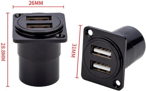 2PCS Dual USB3.0 Panel Mount Connector, 2 Ports O-Type Female to Female USB Pass Through Bulkhead Coupler Adapter with Weatherproof Dust Cap in Kuwait
