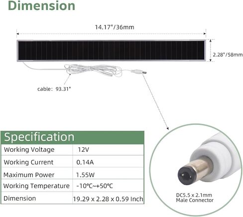لوحة طاقة شمسية USB - شاحن لوحة شمسية صغير 5 فولت 5.5 وات مع أحادي البلورية عالي الأداء للستائر الآلية والنوافذ وجرس الباب وكاميرا الأمان والهواتف الذكية in Kuwait