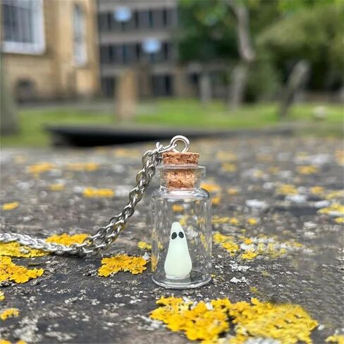 WCRAZYE Halloween Ghost Earrings Necklace Sets for Women The Adopt A Ghost Necklace Cute Ghost In A Bottle Earrings Halloween Jewelry (Ghost) in Kuwait