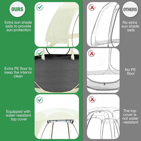 Eapele Pop Up Bubble Tent - Weather Proof Pod Igloo Tent - Personal Cold Protection Camping Tent for Patios Outdoor - Large Oversize Beige in Saudi Arabia