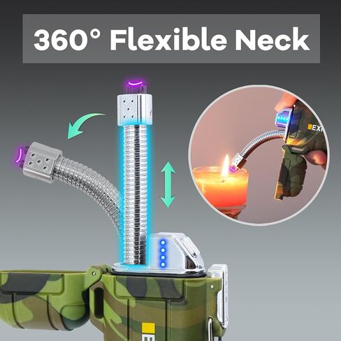 Luxgaze 2 حزمة للماء أخف الشعلة الكهربائية في الهواء الطلق أخف مرنة الرقبة القابلة لإعادة الشحن قوس أخف البوتان أخف عديمة اللهب ولاعة البلازما للتخييم المشي لمسافات طويلة مغامرة البقاء على قيد الحياة التكتيكية والعتاد in Kuwait