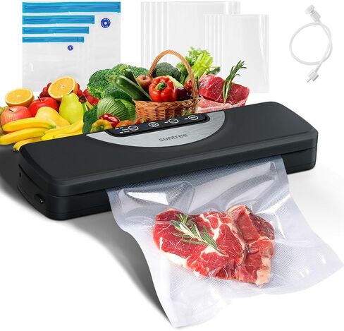 Suntree Vacuum Sealer Machine for Food, Compact Food Sealer Vacuum Sealer Dry/Moist/Gentle Modes with Build-in Cutter, Food Vacuum Sealer with 15pcs Vacuum Bags, External VAC for Jars and Containers in Saudi Arabia