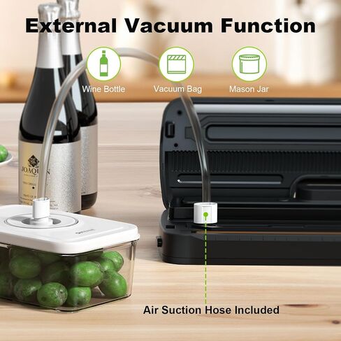 Suntree Vacuum Sealer Machine for Food, Compact Food Sealer Vacuum Sealer Dry/Moist/Gentle Modes with Build-in Cutter, Food Vacuum Sealer with 15pcs Vacuum Bags, External VAC for Jars and Containers in Saudi Arabia