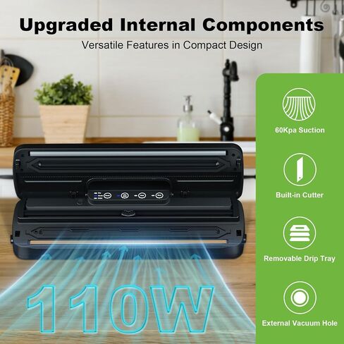 Suntree Vacuum Sealer Machine for Food, Compact Food Sealer Vacuum Sealer Dry/Moist/Gentle Modes with Build-in Cutter, Food Vacuum Sealer with 15pcs Vacuum Bags, External VAC for Jars and Containers in Saudi Arabia