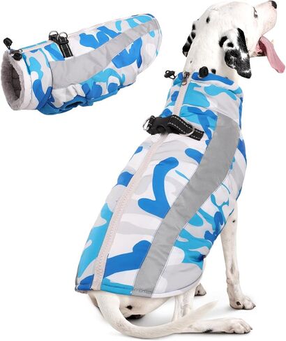 FUAMEY Warm Dog Jacket,Dog Winter Coat with Harness Dog Cold Weather Coats Warm Pet Vest Dog Winter Clothes Waterproof Windproof Dog Snow Jacket with Back Zipper for Small Medium Large Dogs Pink S in Kuwait