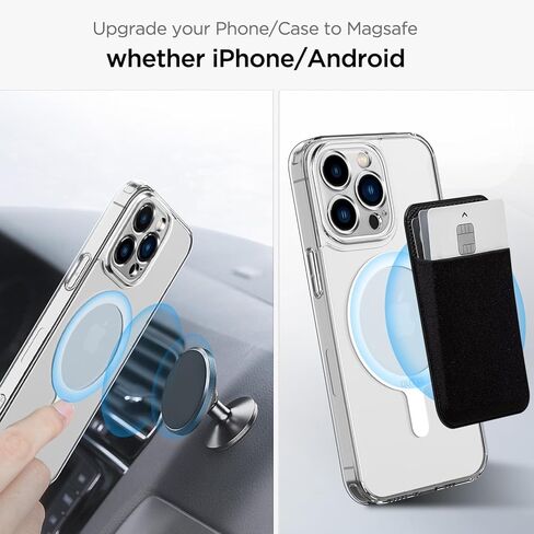 OUTXE Ultra-Thin Magnetic Sticker, Upgrade Magnet Adapter Ring Compatible with Magsafe iPhone/Android and Phone Case 2pack -Black in Kuwait