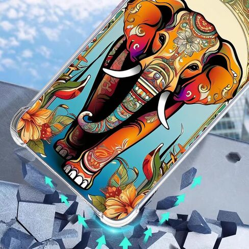 Case for iPhone 16,Orange Elephant Flowers Drop Protection Shockproof Case TPU Full Body Protective Scratch-Resistant Cover for Apple iPhone 16 in Kuwait