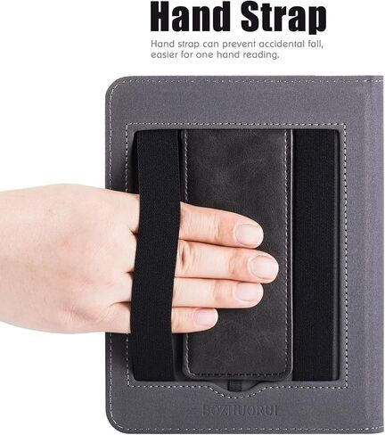 BOZHUORUI Stand Case for Kindle Paperwhite 12th Generation & Kindle Colorsoft Signature Edition eReader (7",2024) - PU Leather Sleeve Cover with Hand Strap/Auto Sleep/Wake (Denim Gray) in Saudi Arabia