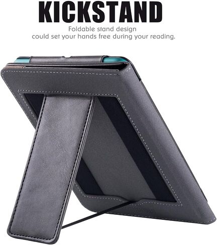BOZHUORUI Stand Case for Kindle Paperwhite 12th Generation & Kindle Colorsoft Signature Edition eReader (7",2024) - PU Leather Sleeve Cover with Hand Strap/Auto Sleep/Wake (Denim Gray) in Saudi Arabia