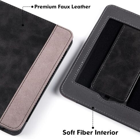BOZHUORUI Stand Case for Kindle Paperwhite 12th Generation & Kindle Colorsoft Signature Edition eReader (7",2024) - PU Leather Sleeve Cover with Hand Strap/Auto Sleep/Wake (Denim Gray) in Saudi Arabia