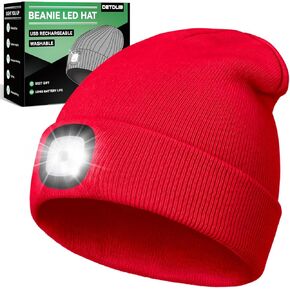 Christmas Day Gifts for Men, USB Rechargeable LED Headlamp Beanie, Stocking Stuffers for Men, Cool Gadget Gifts for Women, White Elephant Gifts for Adults, Black
