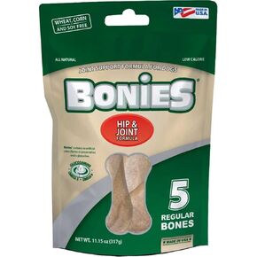 BONIES Hip & Joint Health Multi-Pack REGULAR Large Dogs 25 or More LBS - Natural Dog Treat - Low Calories - Chicken Flavor - 5 Bones