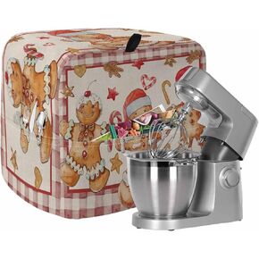 Christmas Stand Mixer Cover, Gingerbread Man Vintage Red Buffalo Plaid Mixer Covers Waterproof Mixer Cover with Storage Pocket Winter Xmas Dust Cover Cover for Kitchen Aid Mixer 14.5"x9.5"x16.5"