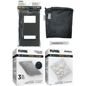 SPEC | EVO | Flex Maintenance & Replacement Filter Media Kit, Including Trident Mesh Bags(SPEC EVO Flex Activated Carbon 3-Packs, BioMax, Foam Filter Block)