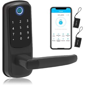 Smart Door Lock with Handle: Keyless Entry Door Lock for Front Door -Fingerprint Smart Lock -Digital Door Lock with Keypad-Biometric Door Lock-Smart Lock for Home, Apartment, Office