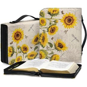 Leather Cover Leather Bible Covers for Women Men Bible Cover X-Large Size Bible Cover Case with Handle and Zipper Church Bag Bible Protective Book Cover Fits for Standard Size Bible