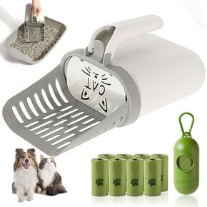 Cat Litter Scooper with Holder，Cat Litter Scoop with 120 Refill Bags with Dispenser, Large Capacity Cat Scooper Portable Shovel