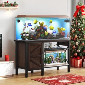 YITAHOME Heavy Duty Metal Aquarium Stand with Power Outlets, 55-75 Gallon Fish Tank Stand with Cabinet Accessories Storage Suitable for Fish Tank, Turtle Tank, 880LBS Capacity, Brown