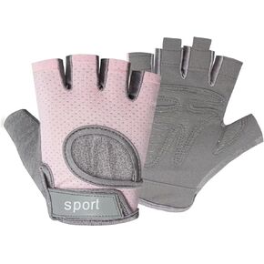RIGWARL Cycling Gloves for Men Women Protective Half Finger Bike Gloves Anti-Slip Shock-Absorbing Glove for Fitness Cycling Sports（M-Pink）