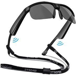 Smart Glasses, Polarized Bluetooth Sunglasses with Built-in Mic & Speakers, Open Ear, Voice Assistant, UV Protection Audio Sun Glass