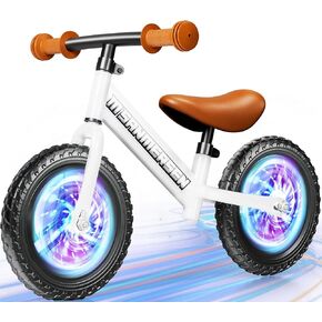 Colorful Lighting Toddler Balance Bike 2 3 Year Old,Balance Bike for Age 24 Months to 5 Years Old,12Inch Lightweight Steady Balancing Bike with Adjustable Handlebar&Seat,Birthday Gift for 2 3 4 5 Kids
