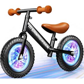 Colorful Lighting Toddler Balance Bike 2 3 Year Old,Balance Bike for Age 24 Months to 5 Years Old,12Inch Lightweight Steady Balancing Bike with Adjustable Handlebar&Seat,Birthday Gift for 2 3 4 5 Kids