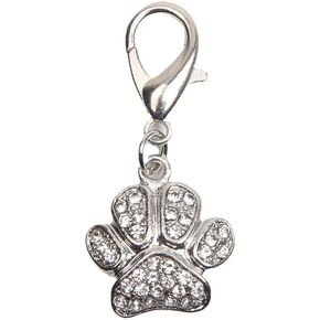 Dog Cat Collar Charm Rhinestones Paw Pendant Pet Accessory Jewelry