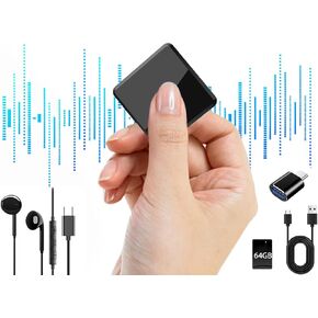 Voice Recorder - 64GB Listening Devices - Voice Activated Recorder, Mini Voice Recorder, Audio Recorder for Car,Meetings,Lecture,Interview
