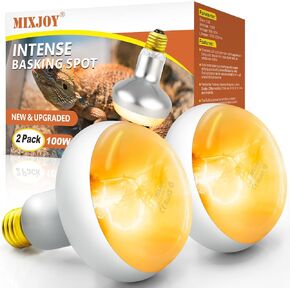 MIXJOY 150W Reptile Heat Lamp Bulb, 2Pack Reptile Basking Spot Light, Upgraded Intense Heat Basking Bulb, UVA Daylight Heat Lamp Bulbs for Reptiles, Bearded Dragon, Lizard, Tortoise, Chicken