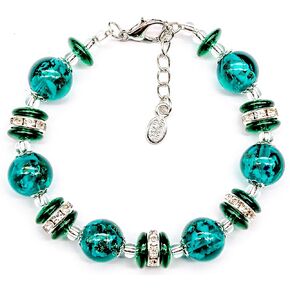 Authentic Murano Glass Bracelet Handmade In Italy Aventurine Glass Beads Hand Blown Glass