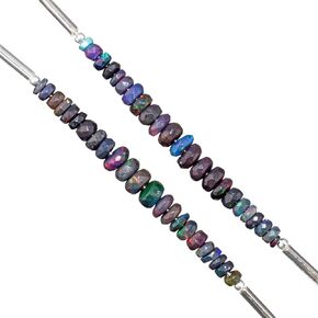 Natural Black Ethiopian Fire Opal Loose Gemstone Beads Strand Chakra Healing Crystals October Birthstone DIY Mala Jewelry Making Handcraft Wholesale Lot 7inch Strand (1 Strand)