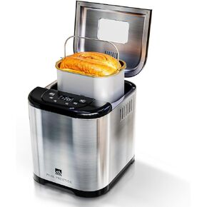 Bread Maker Machine - 15 Customizable Programs, 3 Crust Colors & Up to 2lb Loaves, Stainless Steel Automatic Bread Machine with Dough Mixer and Yogurt Function