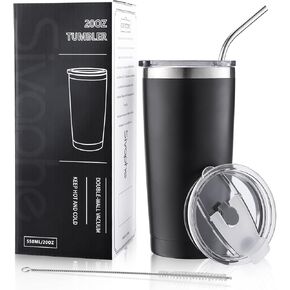 Sivaphe 20 oz Tumbler with Lid and Straw Stainless Steel Travel Coffee Mug Power Coated Thermal Cup for Men and Women Wood Grain