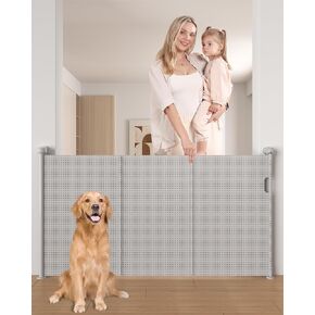 Likzest Retractable Baby Gate, Mesh Baby and Pet Gate 33" Tall, Extends up to 55" Wide, Child Safety Baby Gates for Stairs Doorways Hallways, Dog Gate Cat Gate for Indoor and Outdoor (White)