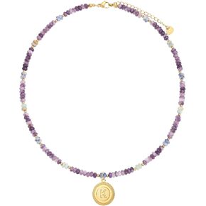 Handmade Jewelry Initial Necklace Beaded Gemstone Necklaces for Women Boho Choker Necklace Natural Stone Necklace