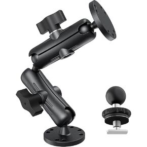 Fish Finder Mount, 1" Ball Mount w/Aluminum Long Arm Extension, AMPS Round Plate for GPS/Boats/Vehicle, T-Bolt Attachment for Track Mount & Backup Camera Monitor, B Size Compatible with RAM