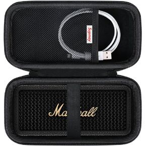 Hard Carrying Case for Marshall Emberton II/III Portable Bluetooth Speaker, Wireless Speaker Protection Case with Mesh Pocket for USB-C Charging Cable, Black