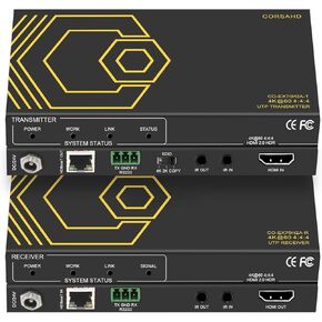 HDMI Extender Over Ethernet 4k 60HZ Uncompressed 18G/BPS Over Single Cat5/6 up to 40m(165ft), RS232+POE+IR+HDCP2.2, HDR CEC EDID Management.