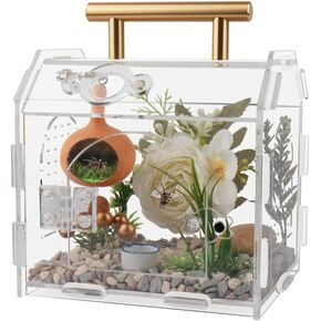 Jumping Spider Enclosure,Premium Acrylic Spider Enclosure - Ideal for Tarantulas, Reptiles, and Insects - Easy Assembly & Feeding - All-Round Transparent Terrarium