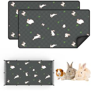 Guinea Pig Cage Liner, Reusable Guinea Pig Bedding Washable Absorbent Pee Pads for Dogs Kitten Rabbit Chinchilla Hamster, Leakproof & Anti Slip (2, C&C 2*4, 24"x47")