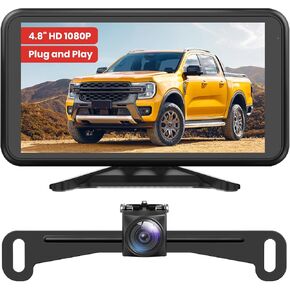 AUTO-VOX Backup Camera Plug and Play: 4.8" 1080P Stable Signal Clear Night Vision Back Up Camera System, IP69K Waterproof 3X Zoom Rear View Camera for Car Van Pickup Truck SUV