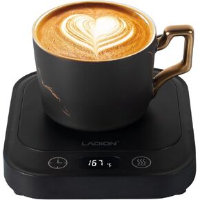 Mug Warmer - 40W Coffee Cup Warmer for Desk with Auto Shut Off, Smart Electric Candle Warmer with 4 Temp & Time Settings, Coffee Gifts for Beverage, Tea, Water, Milk in Home & Office (Black)